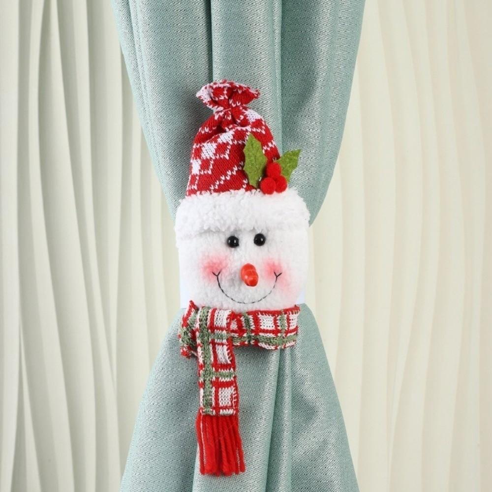 Cartoon Santa Claus Christmas Curtain Buckle Snowman Plush Christmas Decoration Durable Party Supplies Curtain Strap Hotel