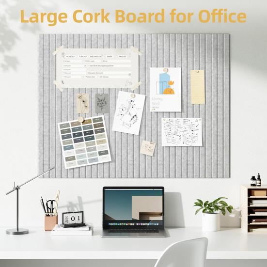Large Cork Bulletin Board 11.8" X 11.8" Polyester Nail Boards Multi-Purpose Notes Photos Organizer for Office Home Classroom