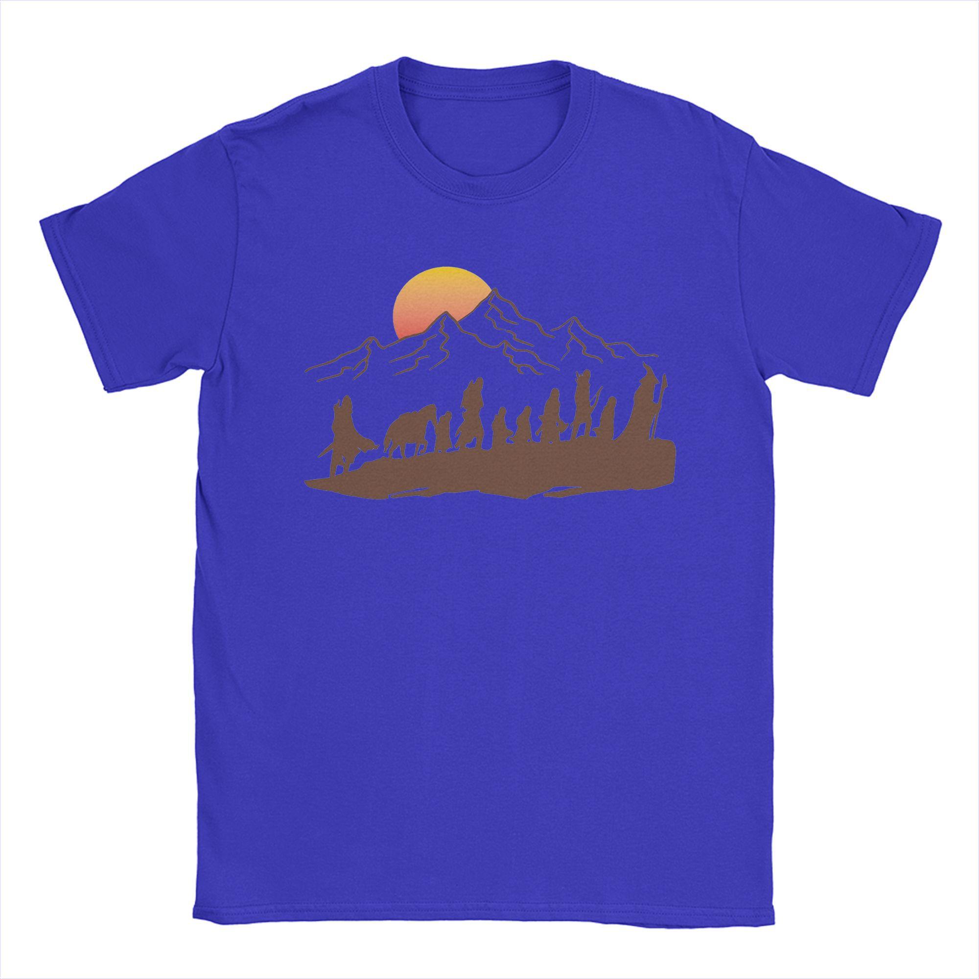The best product for you The Fellowship L-Lords Of The R-Rings T-shirts Heren Puur Katoen Grappige T-shirts Ronde Hals T-shirt Korte Mouw Kleding Zomer M blauw