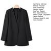 Women Suit Coat Collarless Long Sleeve Solid Color Casual Coat Loose Fit No Buttons Cardigan Style Outerwear Work Wear