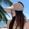 Summer New Hat Women's Outdoor Sports Sunscreen Empty Top Hat Big Edge Sun Hat Solid Color Versatile Sun Hat