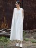 2025 Autumn/Winter Women's Cotton & Linen Ramie Tie-Up Sleeveless Dress - Long Artistic Skirt for Home & Travel