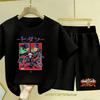 Boys Girls Summer Breathable Children's Short-sleeved Cartoon Print Cute Top and Casual Shorts Set