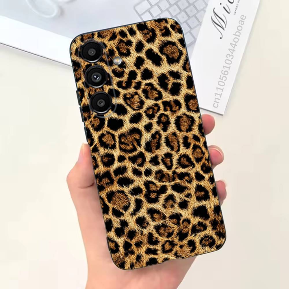 Fashion Leopard Print Phone Case For Samsung S25,24,21,22,23,20,S30,Ultra,Plus, Fe,5G Silicone Cover