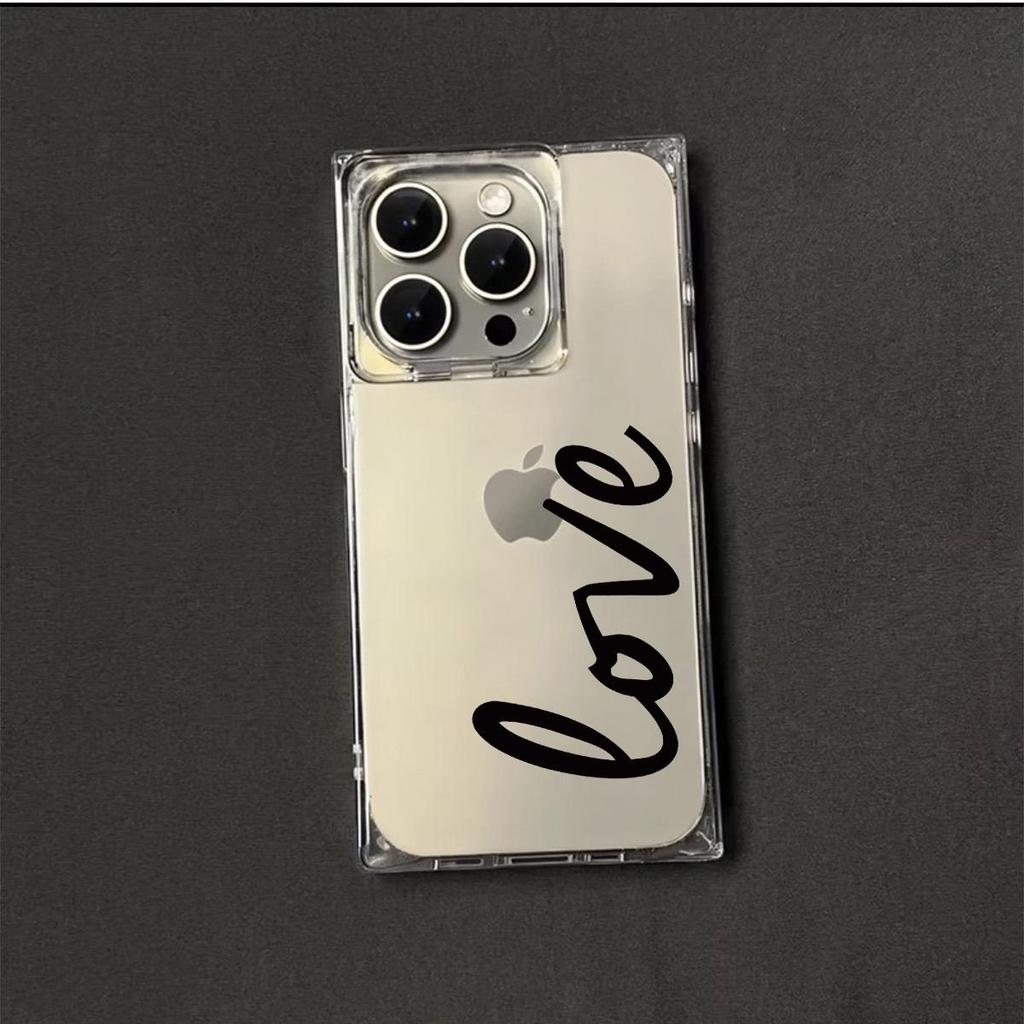 Clear Square Back Tube Case Protection For iPhone 12 15 Plus 16 ProMax 11 14 Pro Max 13 Anti-Oxygen,English Alphabet Pattern Casing