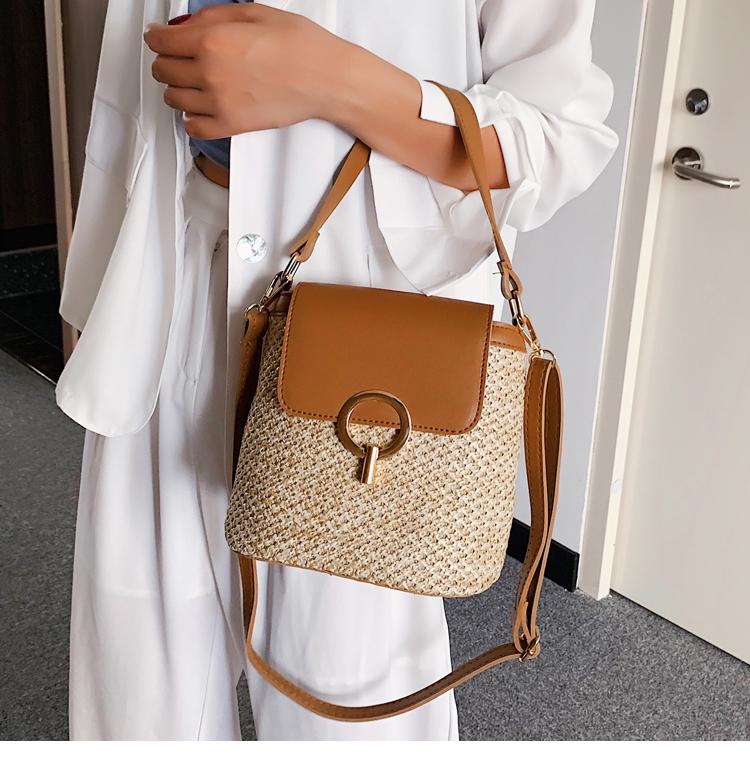 SCIONE Small Small Bag Women's Straw Woven Bag Wild Chain Single Shoulder Messenger Bag