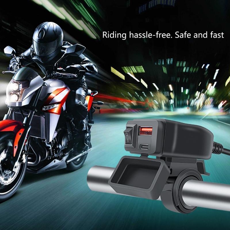 Kit de Port USB pour Moto 12V 24V Adaptateur SAE vers USB sur Moto Chargeurs Rapides USB Type C Étanche Prise de Courant