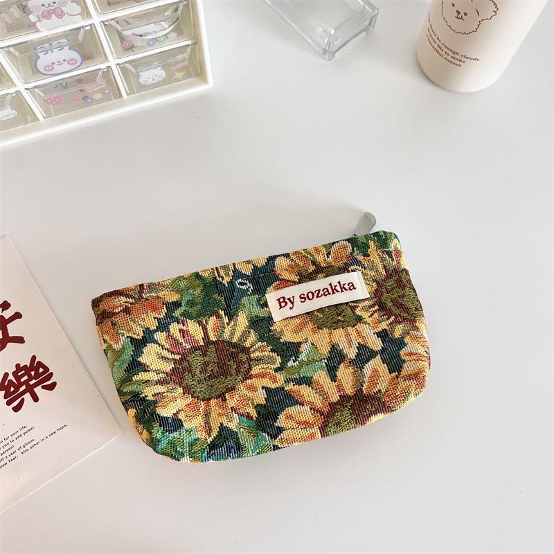 Trendy Ladies Simple And Portable Floral Embossed Cosmetic Bag For Use Everyday