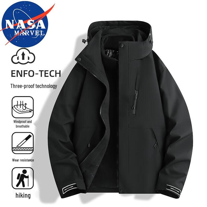 NASA MARVEL Men's 3-in-1 Hooded Windproof Jacket