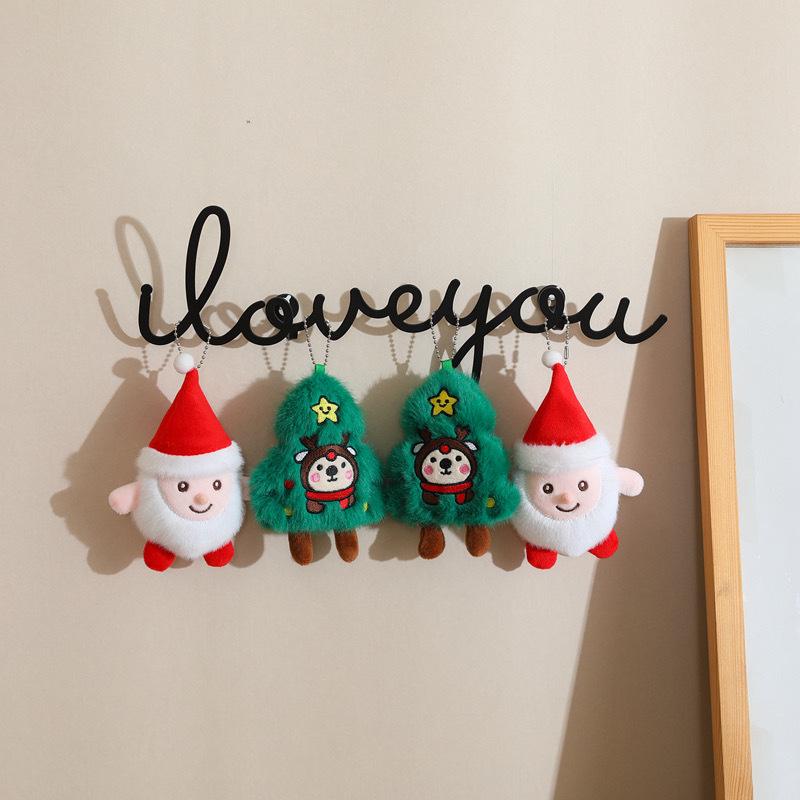 Santa Claus Plush Tree Pendant Keychain Charm