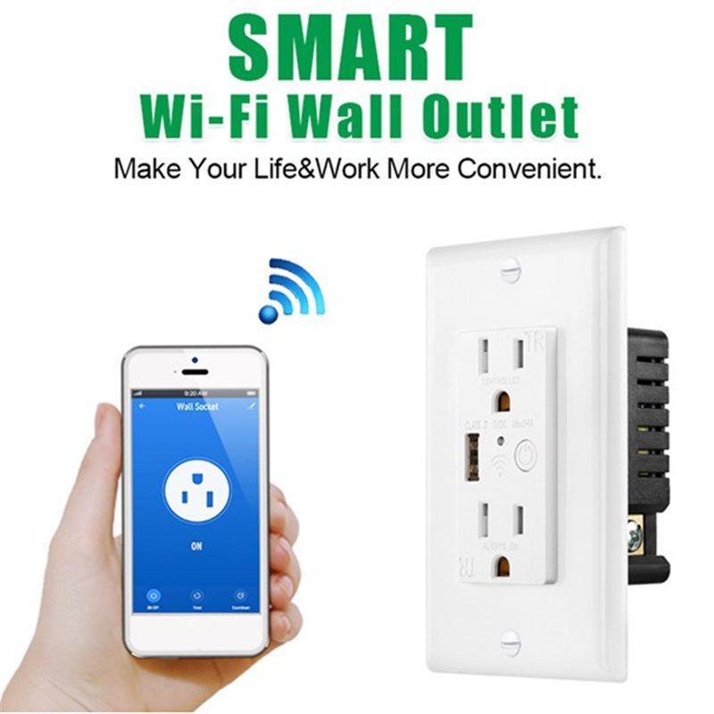 Smart Wifi US Wall Power Outlet Multi Outlets USB Adapter APP Remote Control Socket Plug US Plug
