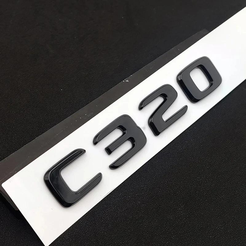 Lettres Chrome Noir ABS Insigne Lettres de Coffre de Voiture 3D Pour Mercedes Benz C 200 220 300 C200 C220 C300 C320 Autocollant Logo Accessoires XC7