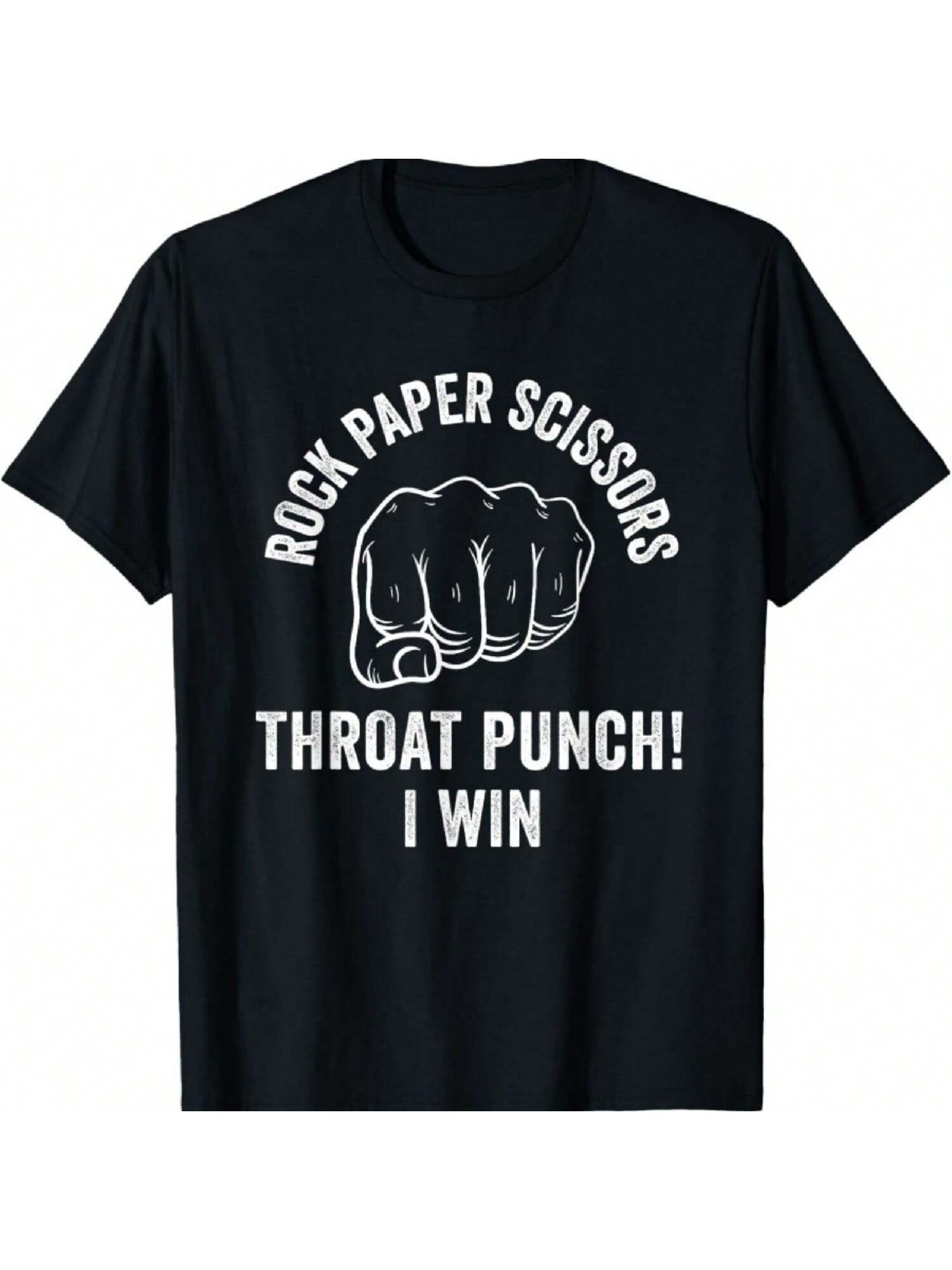 unisex Rock Paper Scissors Throat Punch Sarcastic Design T-Shirt S разноцветный