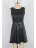 2025 Women's Sexy A-line PU Leather Dress - Sleeveless, Round Neck, Waist-Cinching Design