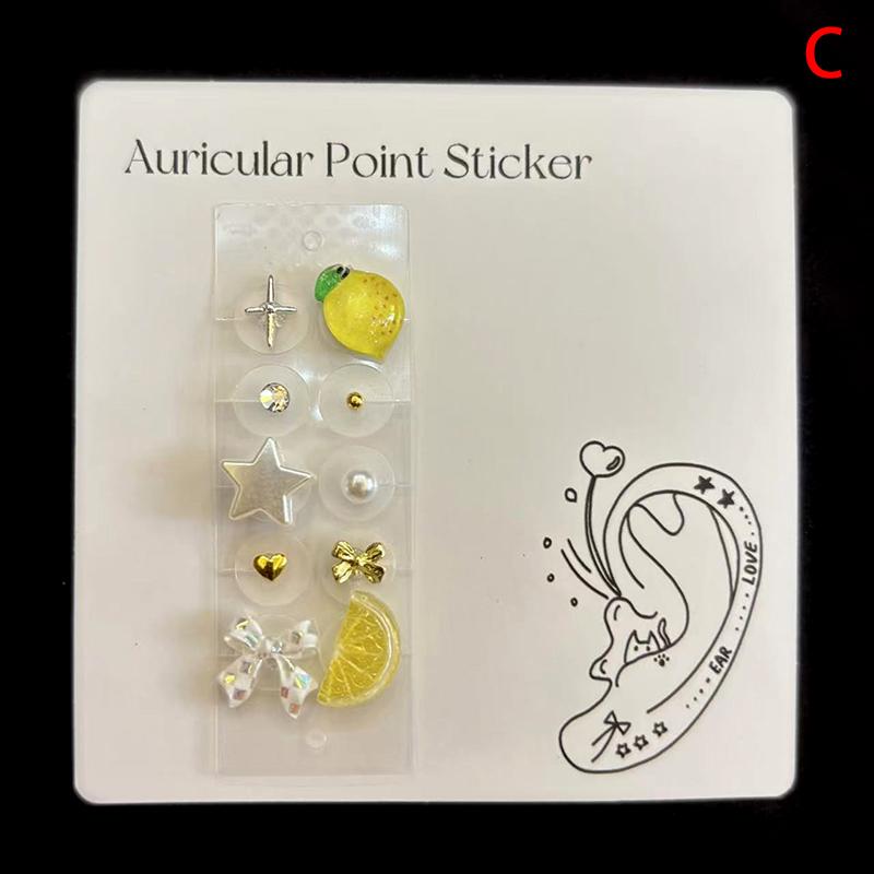 10 Patches Massage Seeds Ear Pressure Stick Ear Point Stickers Cherry & Strawberry Acupuncture Auricular Ear Stickers