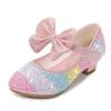 Mudipanda Children Party Leather Shoes Girls Pu Low Heel Lace Flower Kids Shoes For Girls Single Shoes Dance Dress Shoe Pink