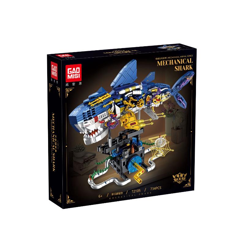 Sea Life Mechanical Shark Building Set Shark Building Blocks Set with Display Stand and Lights Block Gift for Kids and Adults