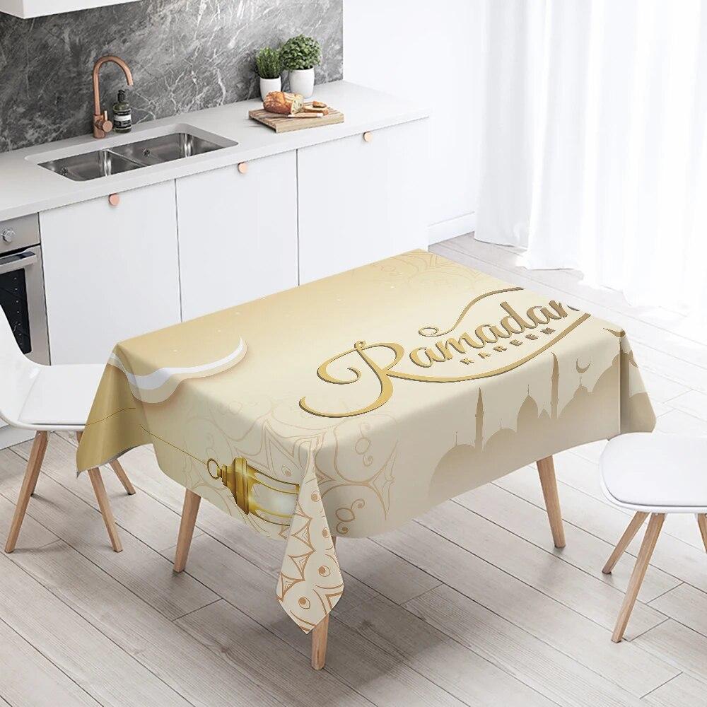 Ramadan Kareem Home Decoration Tablecloth Islamic Muslim Mosque Decoration Tablecloth Waterproof and Stain Resistant