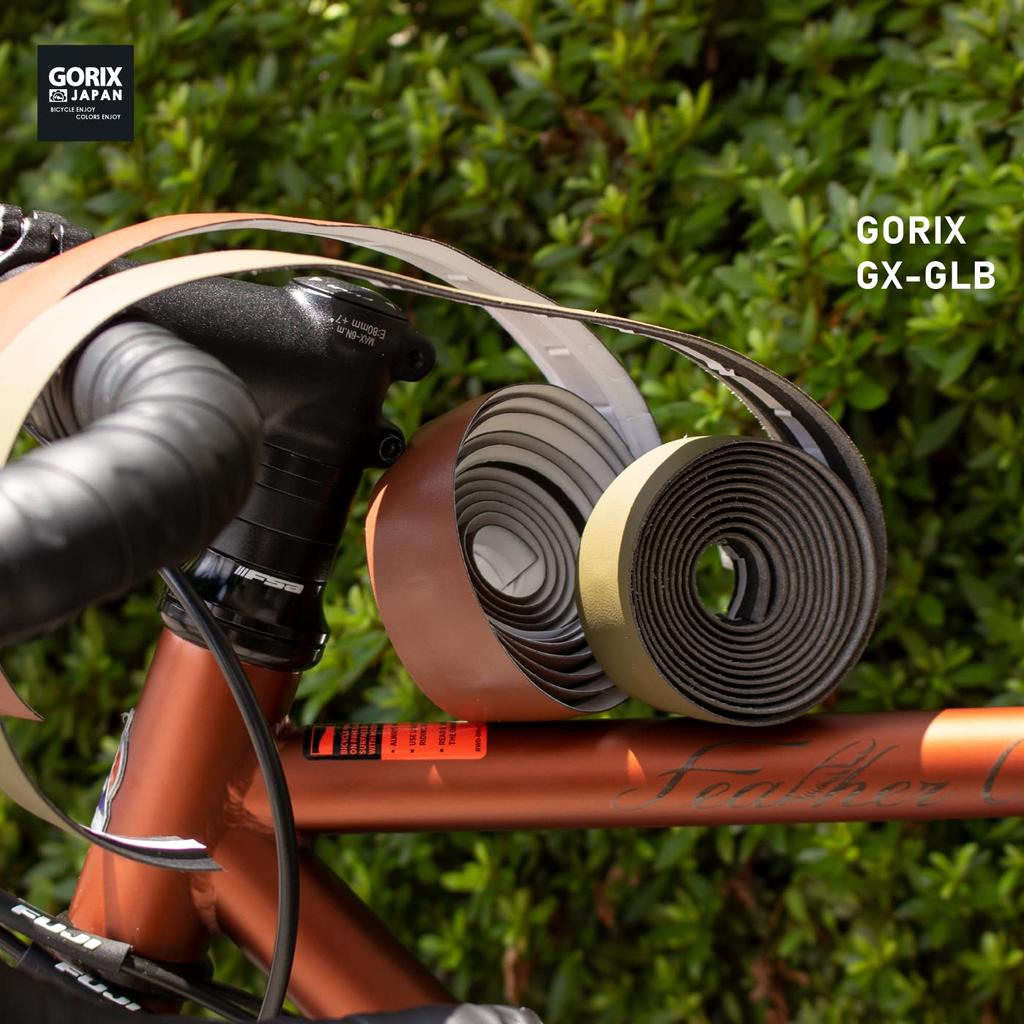 GORIX Bar Tape for Bicycles and Road Bikes Handlebar Grip Tape with Shock Absorption for Stylish Bicycle Customization Leather-Look (GX-GLB) (Olive)