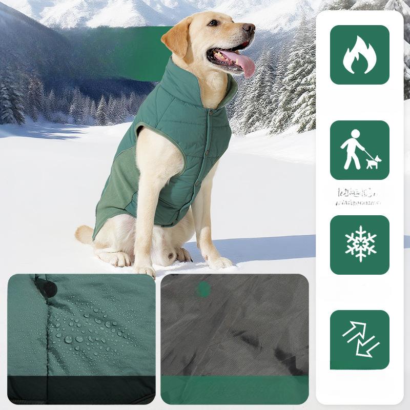 Autumn and Winter Pet Cotton-padded Jackets, Thickened Vests for Dogs, High-necked Warm Coats for Large, Medium and Small Dogs, Ski Suits