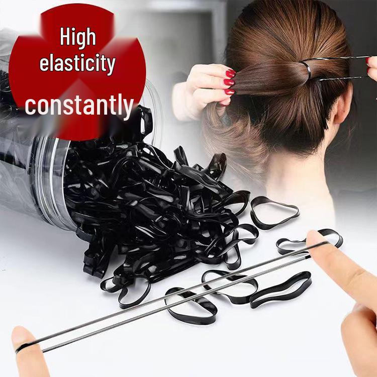 Черные Высокоэластичные Толстые Прочные Резинки для Волос – Маленькие Одноразовые Резиночки для Женщин Small Thick [300 pcs] Bag
