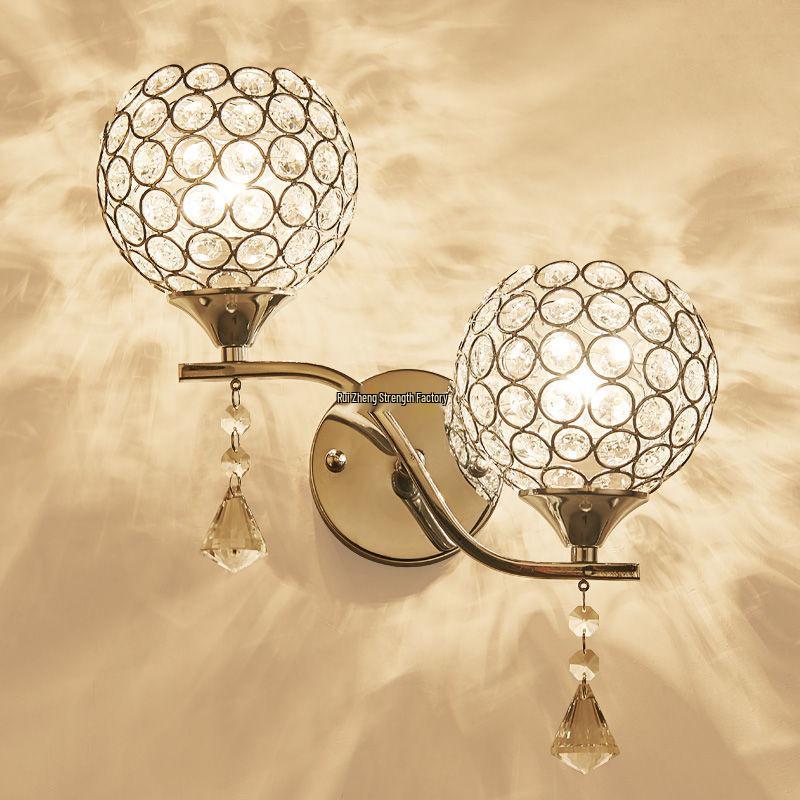 Modern Minimalist LED Crystal Wall Lamp - Energy-Saving Warm Lighting for Bedroom & Living Room