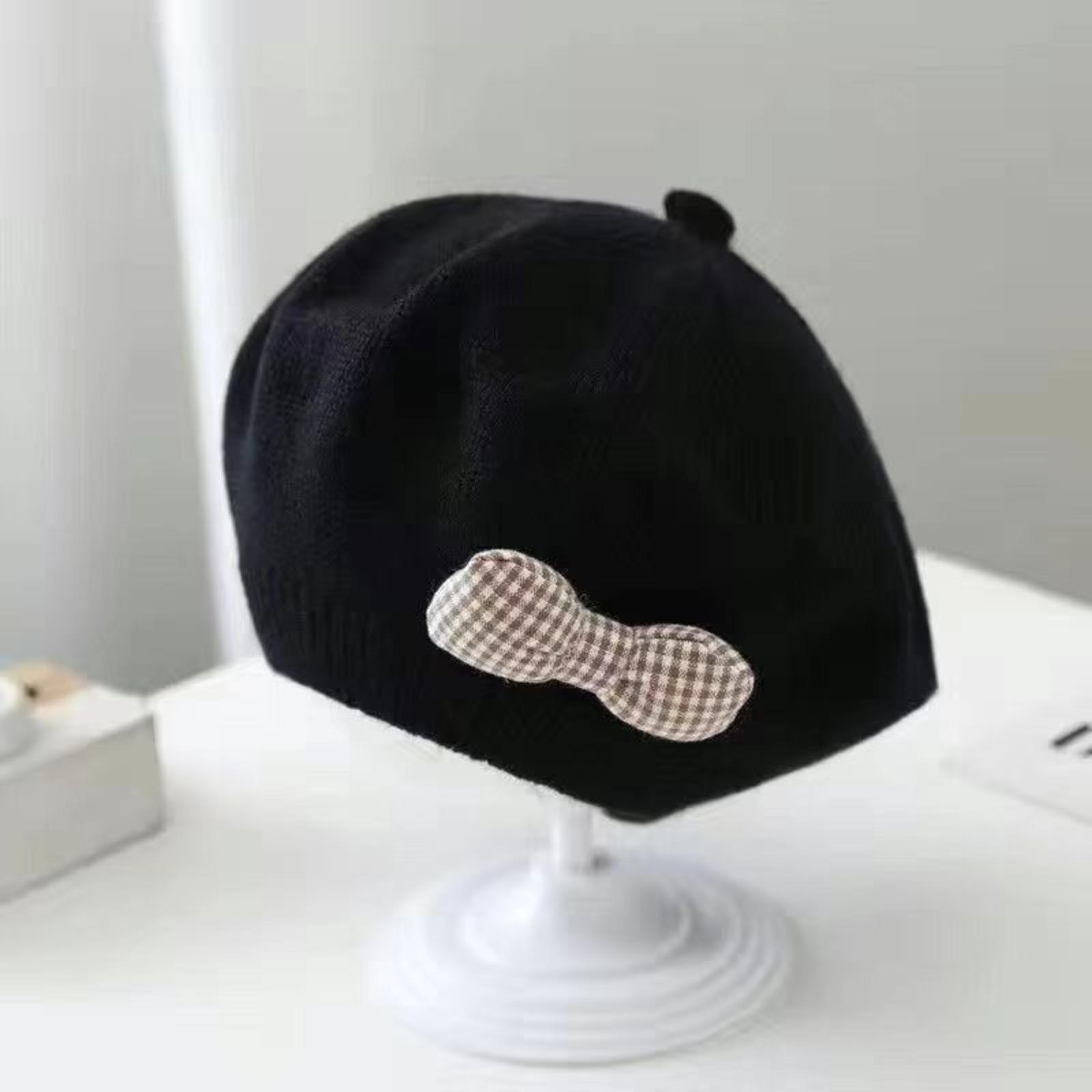 

Детская зимняя вязаная шапка с ушками и теплая вязаная шапка One Size чёрный