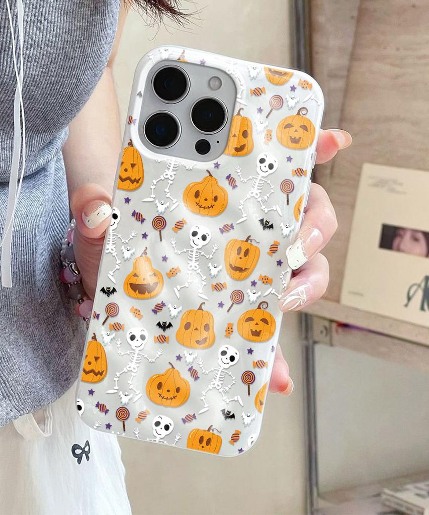 Halloween Cartoon Pumpkin Phone Case For iPhone 17 Air 16 15 14 13 12 11 Pro Max Shockproof Soft Cover Fundas