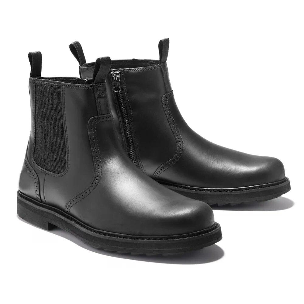 Men'S Business Leather Shoes Comfortable High Top Casual Shoes Unisex Round Head Boots Plus Size Western Boot Footwear