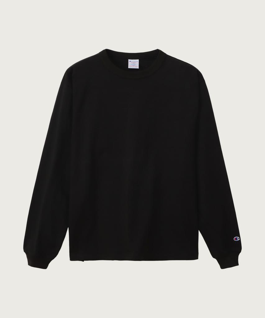 CHAMPION T1011 Heavyweight Raglan Long Sleeve T-Shirt Black (Made In Usa)