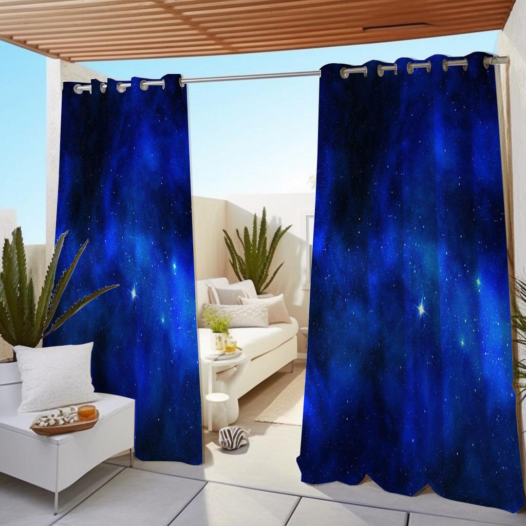 1pc Outdoor Waterproof Oil-proof Curtains,Modern Sunshade Colorful Galaxy Universery Sky Star Print Curtain For Living Room