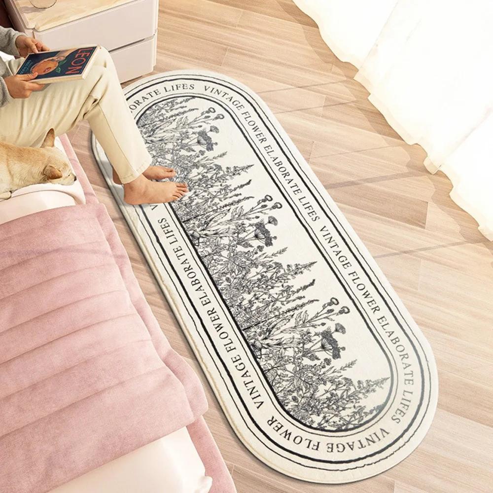 Modern Simple Imitation Cashmere Bedroom Bed Rug Oval Bed Front Mat Light Luxury Ins Style Carpet Nordic Living Room Rug