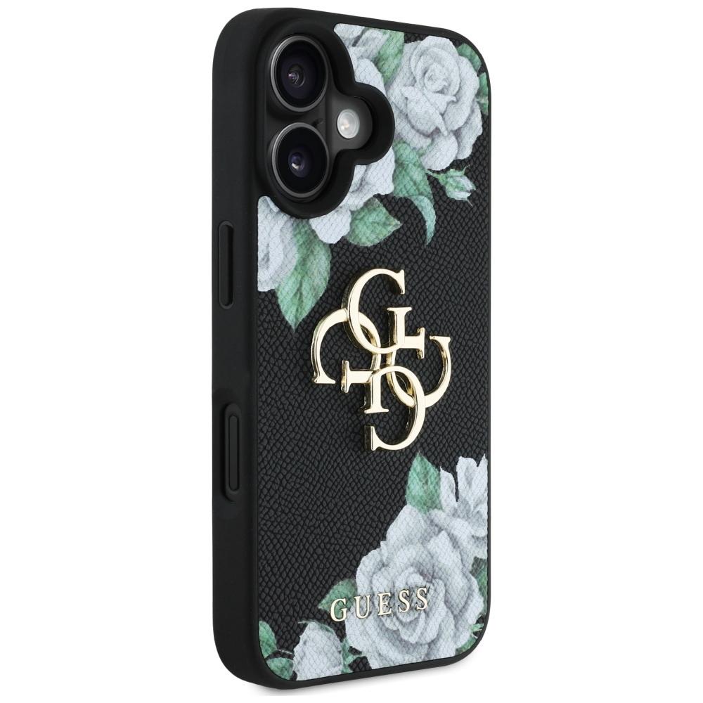 Etui Guess Grained Roses Big 4G Logo Do  Iphone 16 Czarny