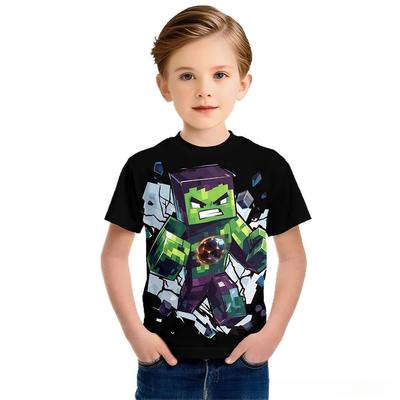 Summer Round Neck 3D Printed Top Fashionable Casual Short Sleeved Children's Boy T-shirts