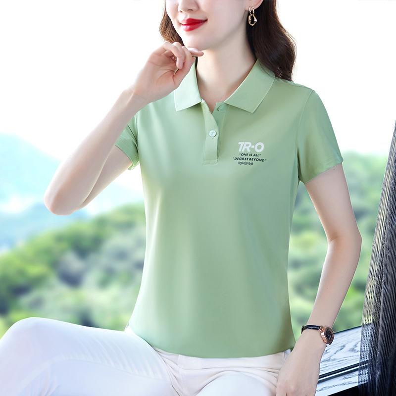Lapel Sports T-shirt Quick-drying Polo Shirt Women's Short-sleeved Large-size Golf Tennis Badminton Uniform Loose Top