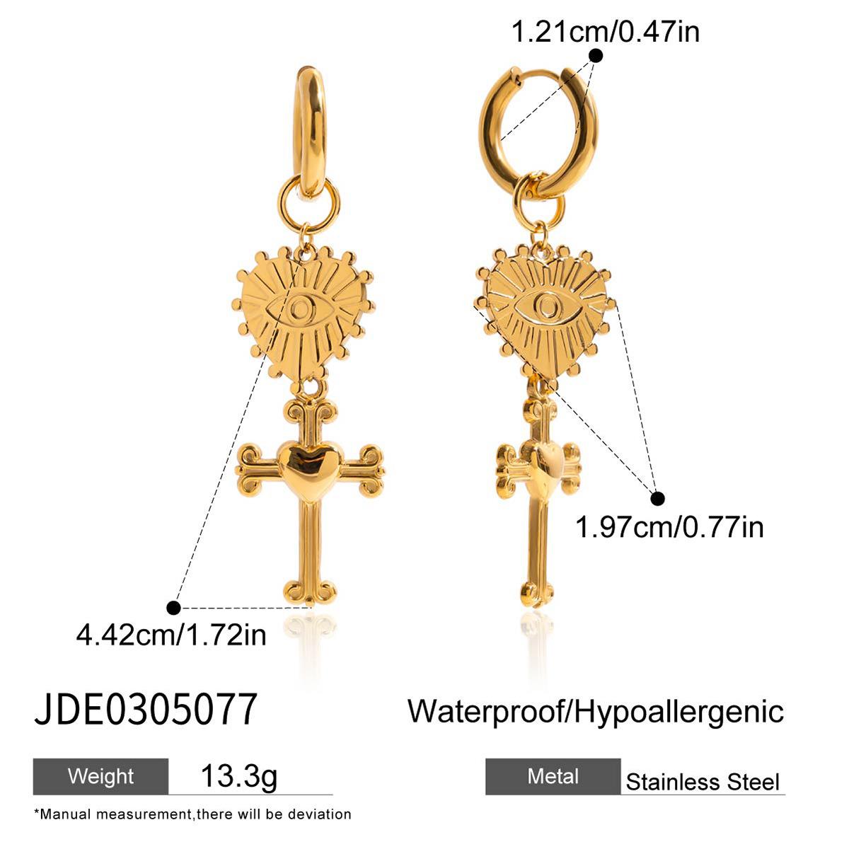 Дизайн Sense Нишевый Дизайн 18К Золото, Любовь Глаз Дьявола Крест Подвеска Серьги Серьги