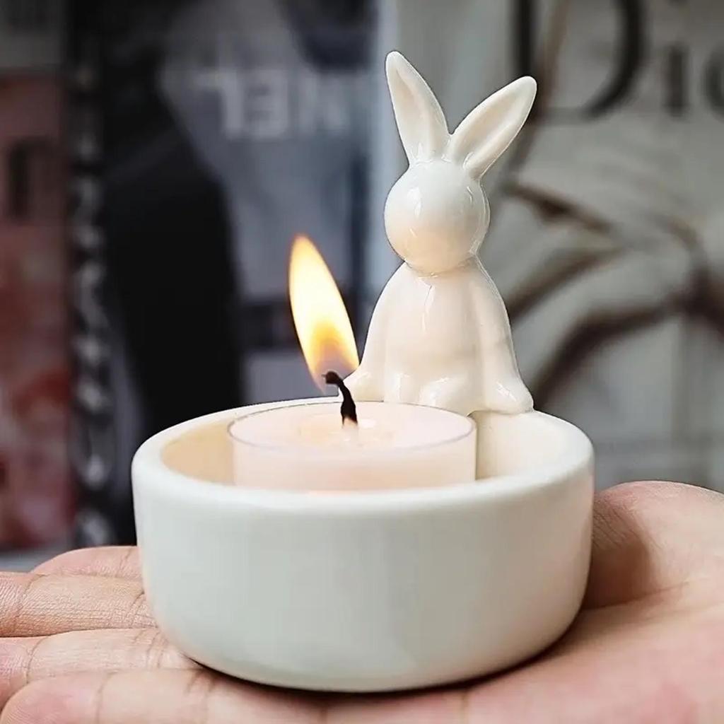 Cartoon Animal Candle Holder with Adorable Bunny Design Home Decor Suitable for Living Room Bedroom