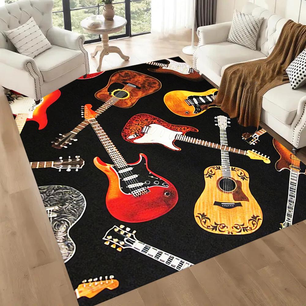 Guitar Art Abstract Floor Mats for Living Room, Bedroom and Room Decoration Are Suitable for Gifts.