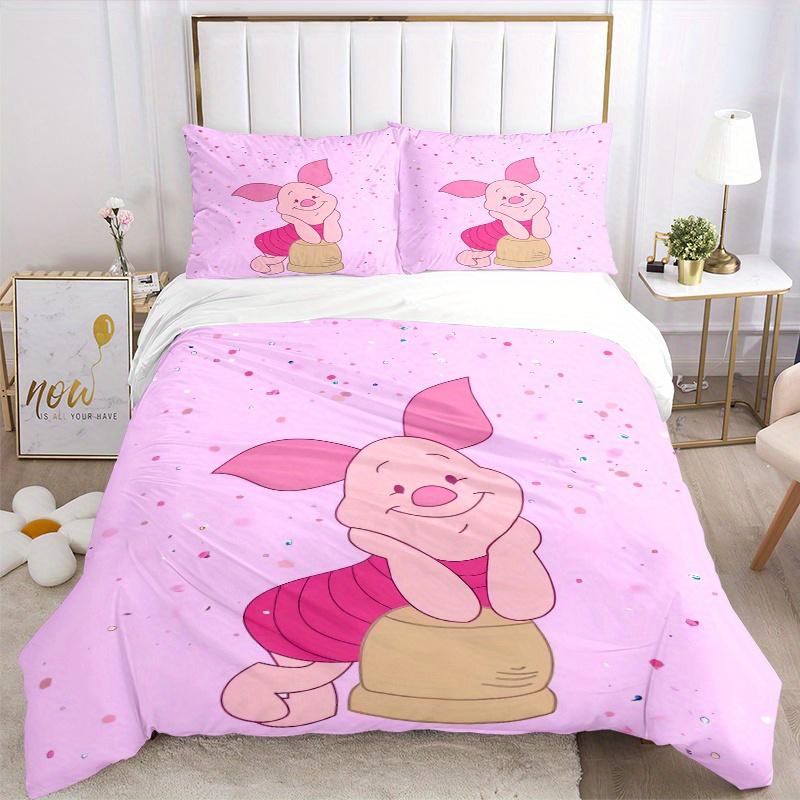 3pcs Cute Cartoon Piglet Quilt Cover Set - Soft and Cozy Bedroom, Guest Room and Dorm Decorative Bedding 3-Piece Set 1 Quilt Cover + 2 Pillow Sha