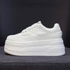 Echtes Leder Damen Weiße Schuhe Damen Plateau-Sneaker 7cm Absatz Freizeitschuhe Laufschuhe Mode-Sneaker bequem