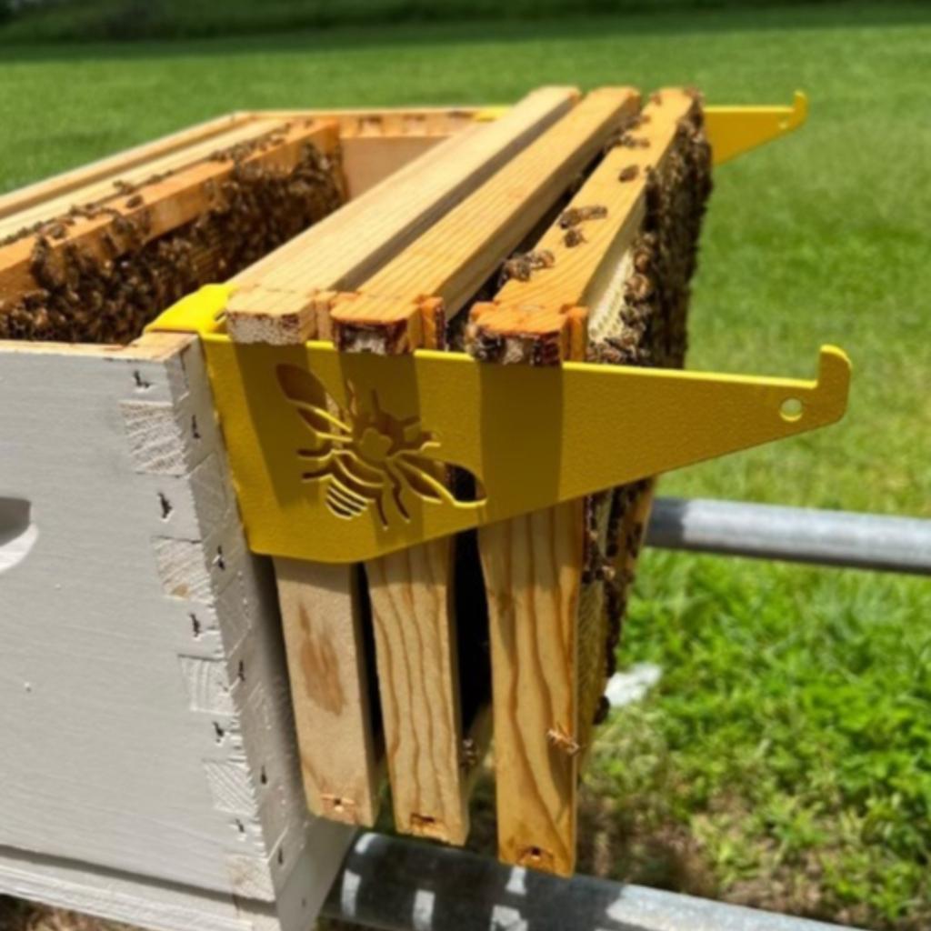 Bee Hive Stand, 2 pcs Bee Frame Holder, Yellow Stainless Steel Beehive Frame Perch, Beehive Inspection Bracket, Beekeeping Supplies