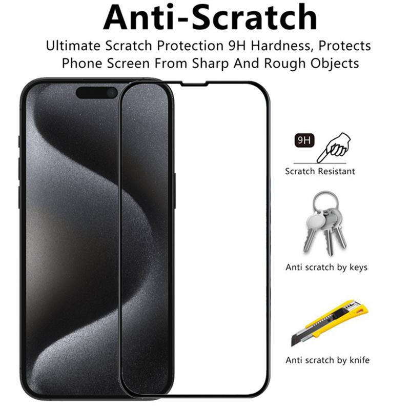 4-Pack 4pcs/lot Full Screen Protect HD Tempered Glass Protector Film for iphone 15 / 15 Pro / 15 Pro Max / 15 Plus / 14 13 12 11 Pro Max mini