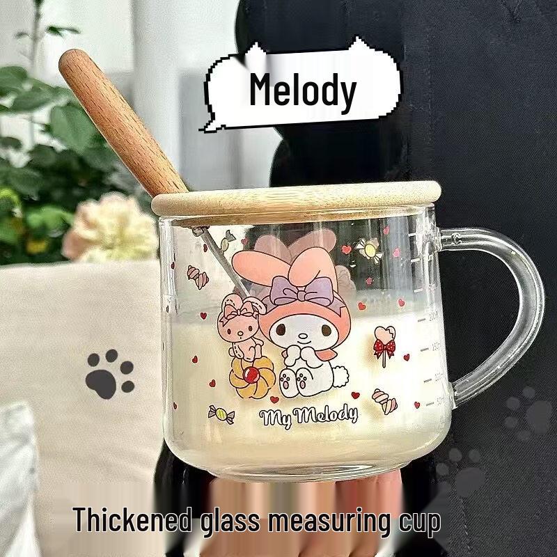 ZISIZ Kuromi Glass Breakfast Cup with Lid