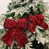 Velvet Christmas Bows for Gifts Wire Fastener Bows Elegant Velvet Christmas Bows for Xmas Tree Wreaths Sparkling Sequins Decor