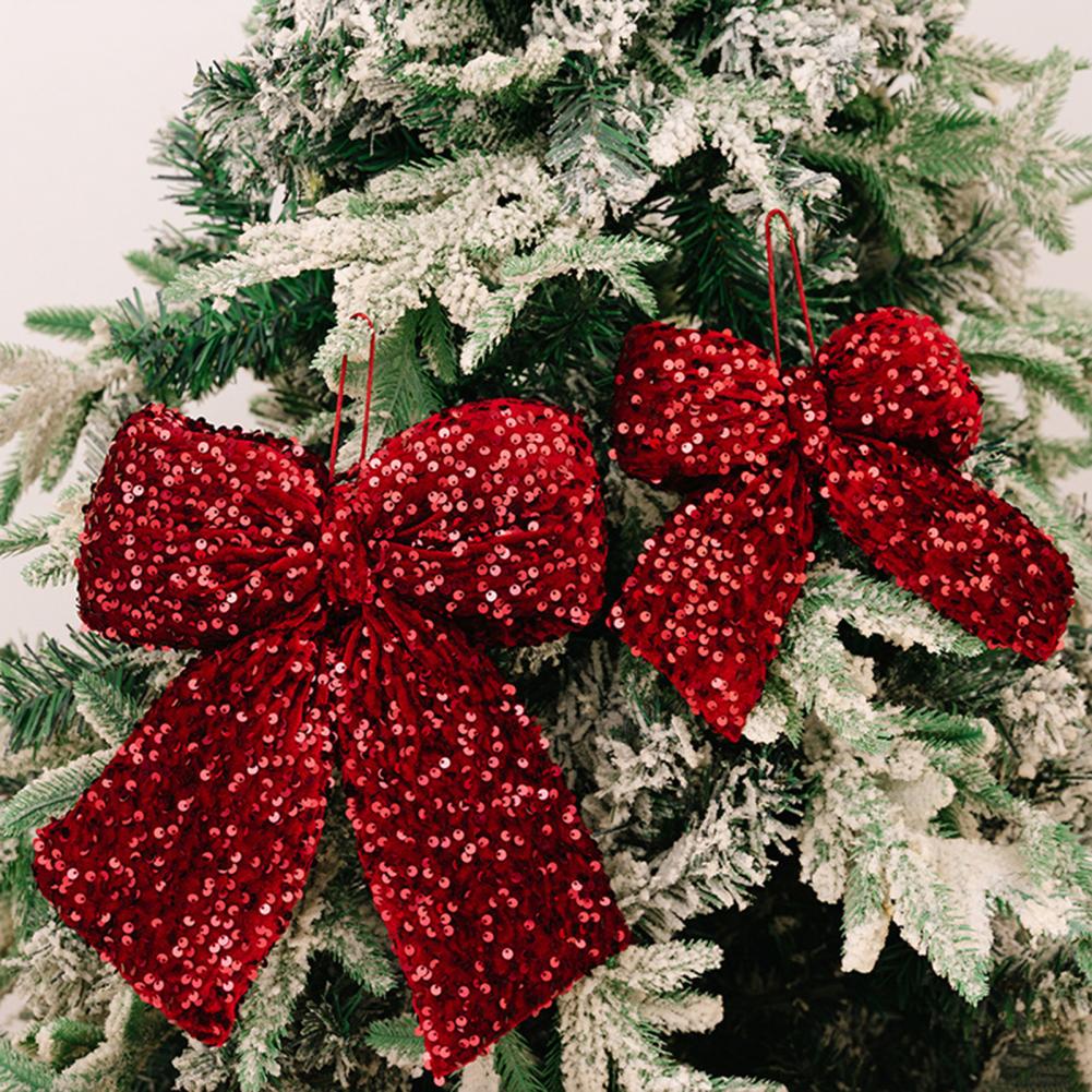 Velvet Christmas Bows for Gifts Wire Fastener Bows Elegant Velvet Christmas Bows for Xmas Tree Wreaths Sparkling Sequins Decor