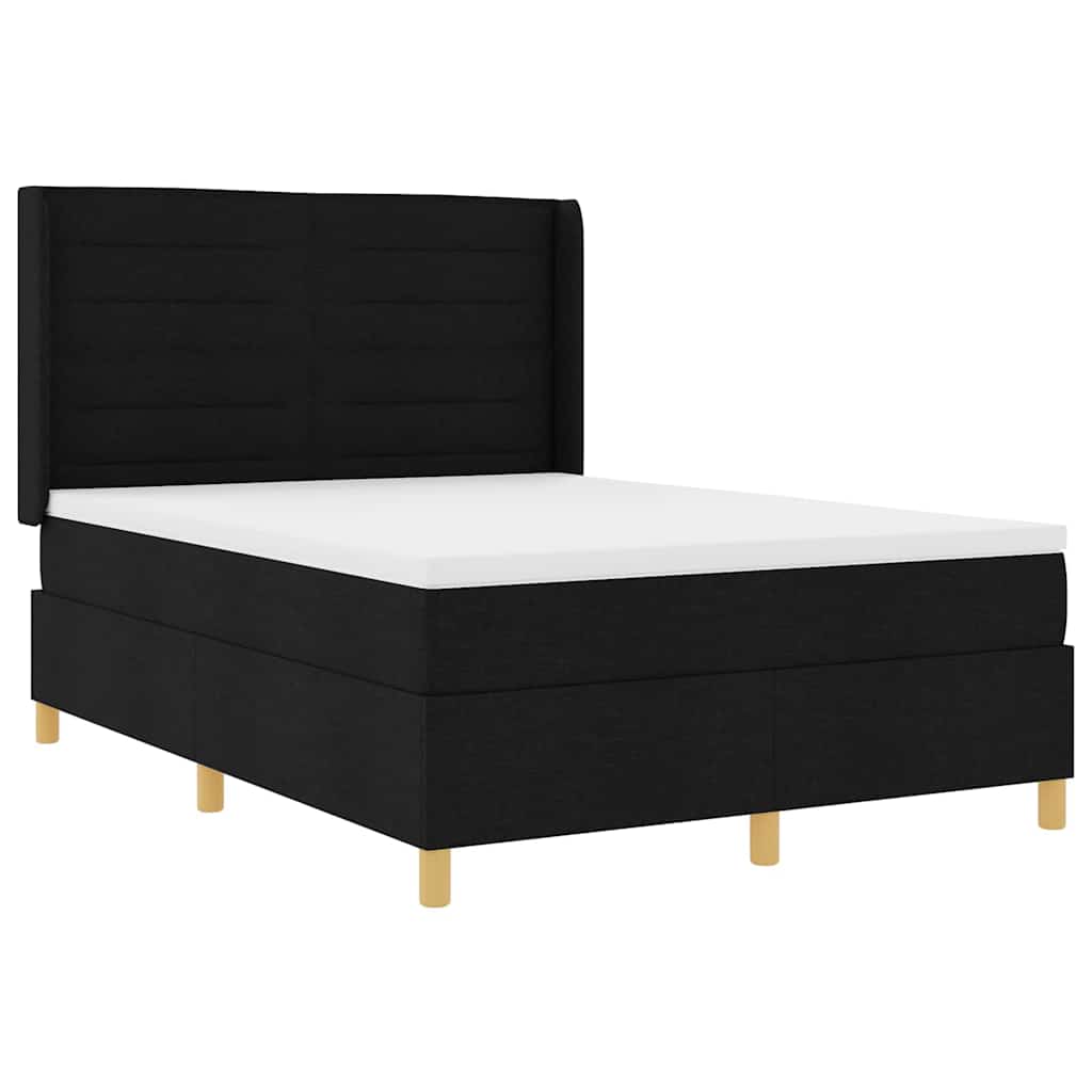 Box Spring Bed with Mattress Black 140 x 190 cm Fabric