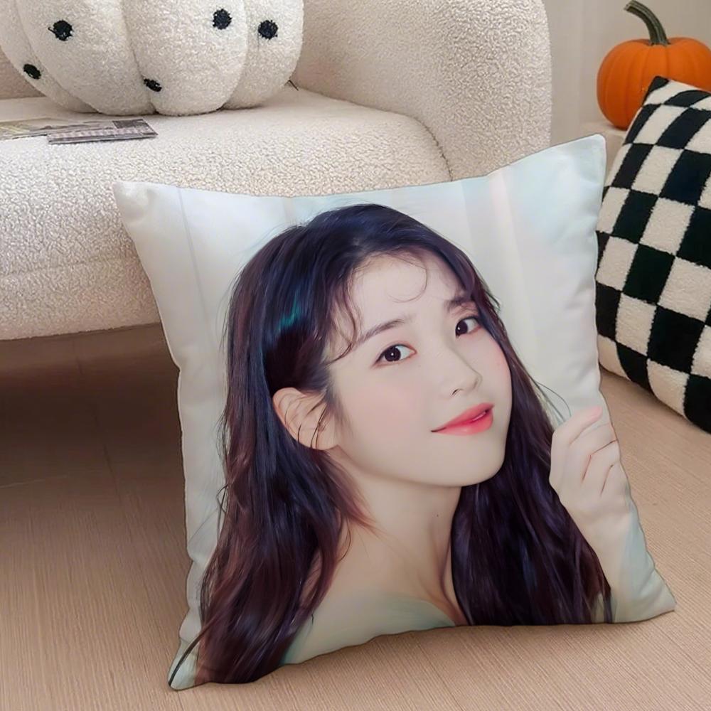 Sweet Korean Singer Beautiful Actress IIU Cushion Cover Throw Pillow Cover Hidden Button Durable Polyester Chair Cushion