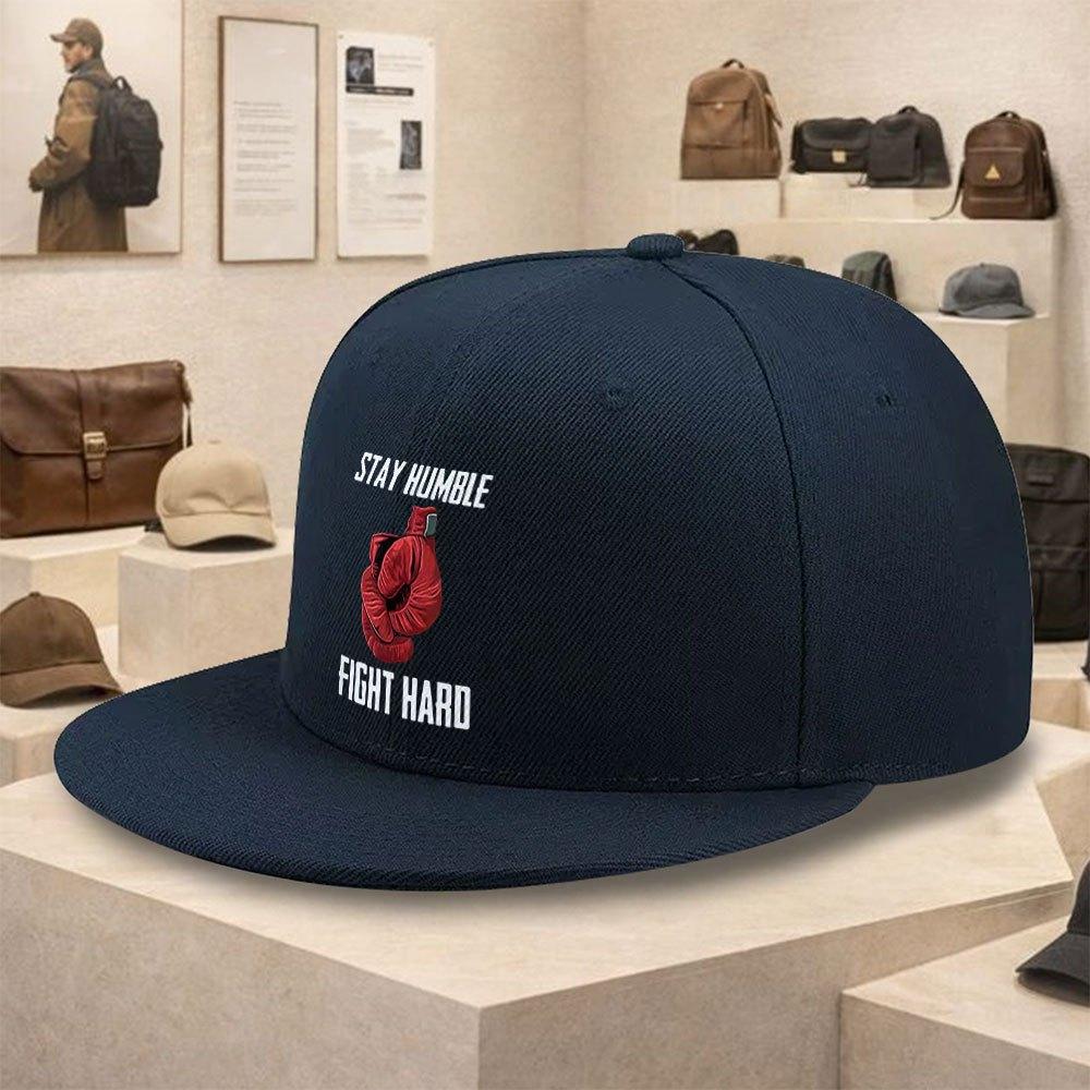 Stay Humble Fight Hard Boxing Graphic Baseball Cap Polyester Flat Brim Unisex Casual Street Style