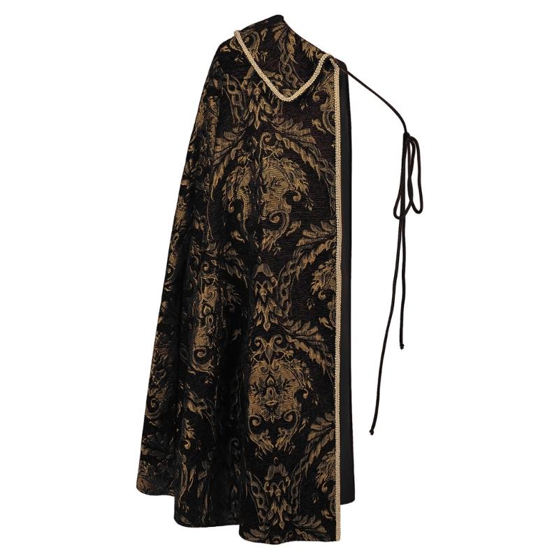 Medieval Renaissances Half Shoulder Cloak Vintage Style Costume Cape With Detachable Strap For Themed Parties Historical Reenactment
