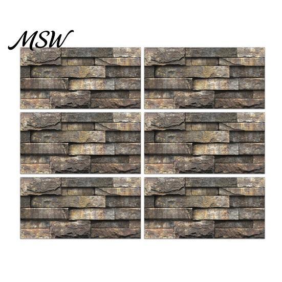 Realistic Rock Texture Wall Panels 6Pcs Vintage Faux Stone Self?Adhesive Tiles, Waterproof Oil?Proof Backsplash Adhesive Paper Sticker,